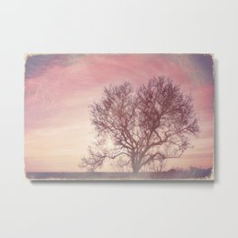 Memento Metal Print | Digital, Color, Tree, Sunset, Nature, Cream, Fog, Sky, Calm, Double Exposure 