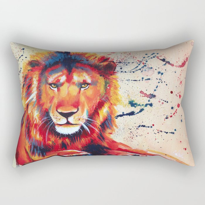Quiet Ferocity - Original Lion Painting Rectangular Pillow