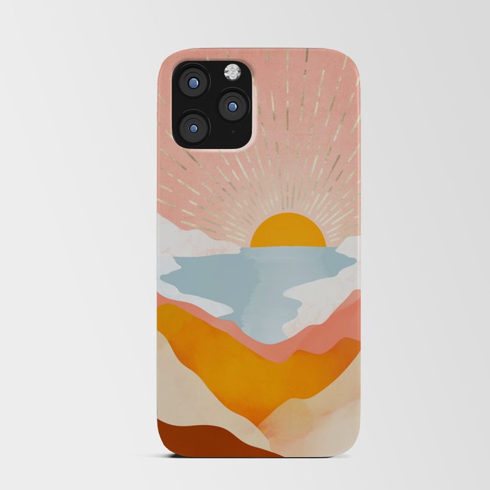 Retro lake Sunset iPhone Card Case