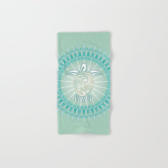 Turquoise Green Turtle And Mandala Hand & Bath Towel