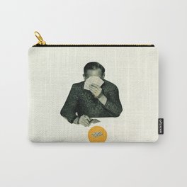 Poker Face Carry-All Pouch | Gambling, Cardgame, Vintage, Paper, Orange, Minimal, Cassiabeck, Pop Surrealism, People, Black and White 