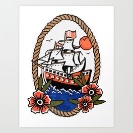 ship on the water Art Print