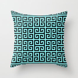 Greek Key (Aqua & Black Pattern) Throw Pillow