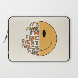 Mental Health I'm Fine Smiley Face Laptop Sleeve | Masking, Fine, Mental Health, Digital, Stigma, Curated, Smiley Face, Typography, Therapy, Drawing 