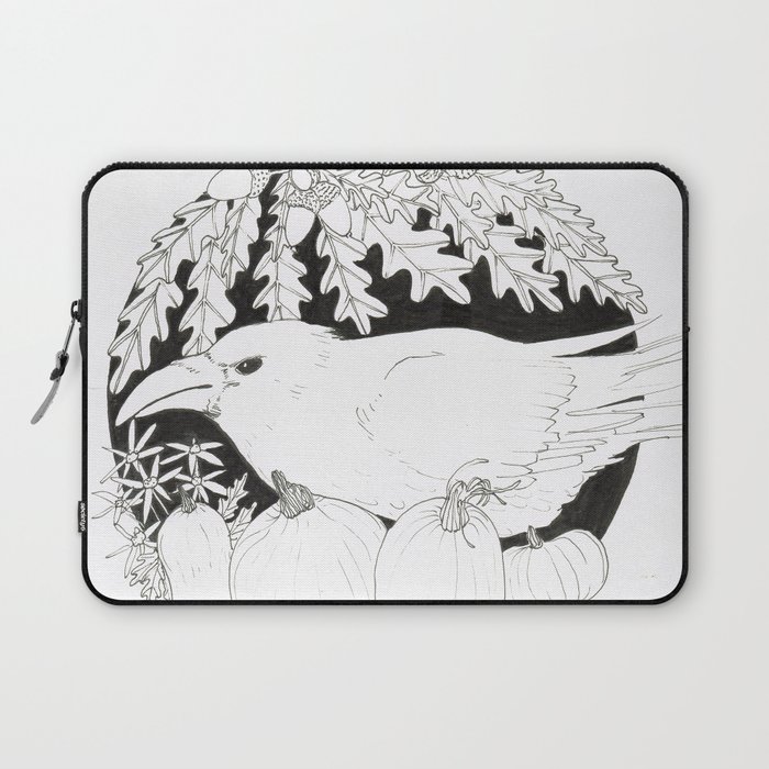 Crow with Pumpkins and Oak Laptop Sleeve