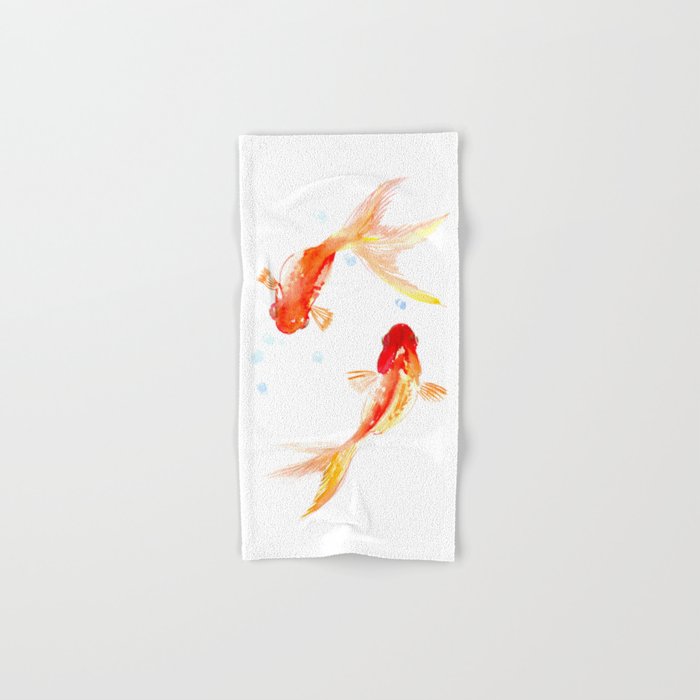 Goldfish, Two Koi Fish, Feng Shui, yoga Asian meditation design Hand & Bath Towel