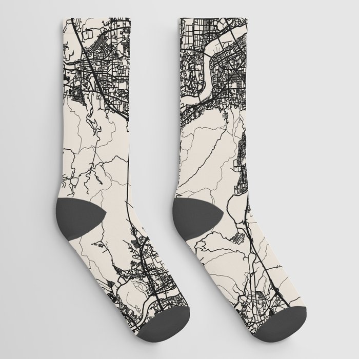 Japan KYOTO - City Map - Black and White Socks