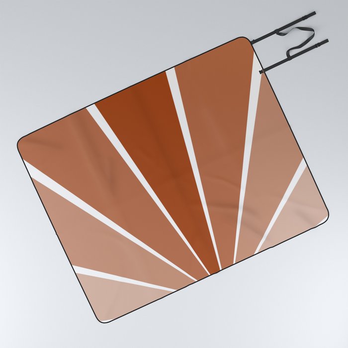 Ombre Geometric Rays Pattern (burnt orange/white) Picnic Blanket