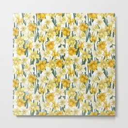 Spring Daffodils Metal Print | Plant, Yellow, Floral, Spring, Digital, Blackartist, Stem, Petal, Pattern, Daffodil 