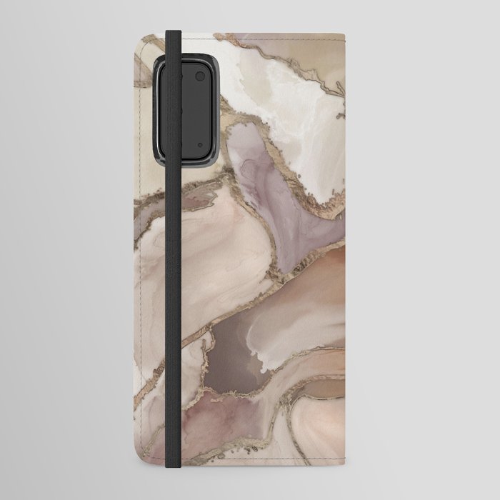 Taupe palette liquid marble and gold abstract Android Wallet Case