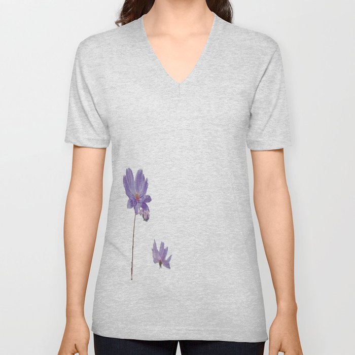 purple flower V Neck T Shirt