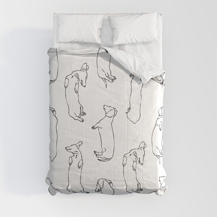 Dachshund Sleep Study Pattern. Sketches of my pet dachshund's sleeping positions. Comforter