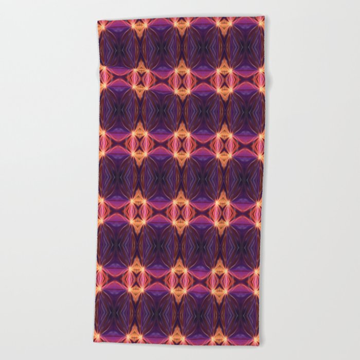 Radiant Dreamscape: Abstract Geometric Pattern in Pink, Purple, and Orange Beach Towel