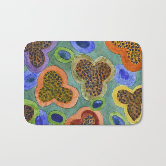Summerly Blossoms and Olives Pattern Bath Mat