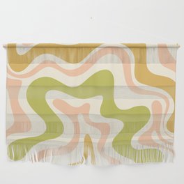 Liquid Swirl Retro Abstract Pattern 4 in Light Green Blush Ochre Cream Wall Hanging