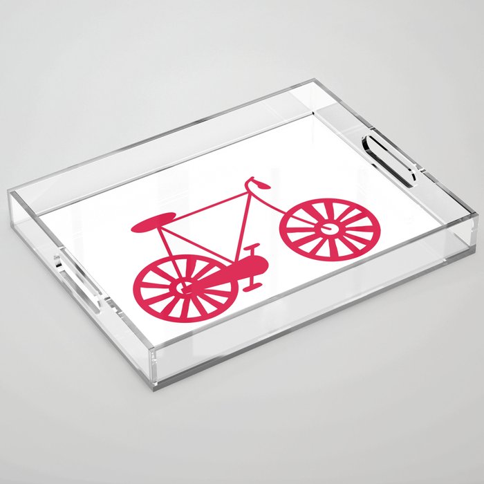 Pink Road Bike Lover Print Pattern Acrylic Tray