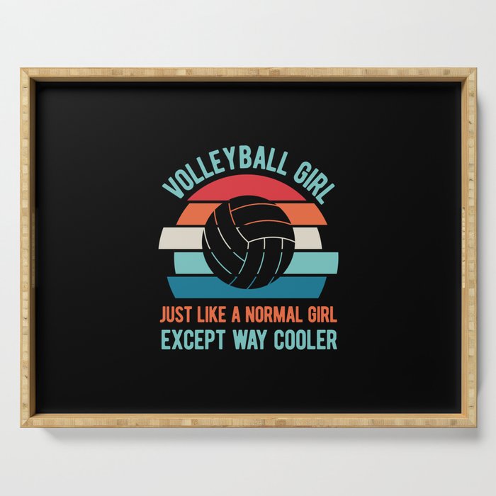 Funny Volleyball Girl Serving Tray