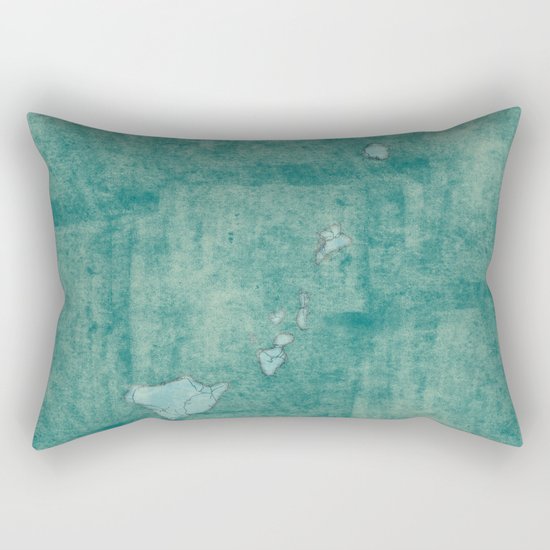 Hawaii State Map Blue Vintage Rectangular Pillow