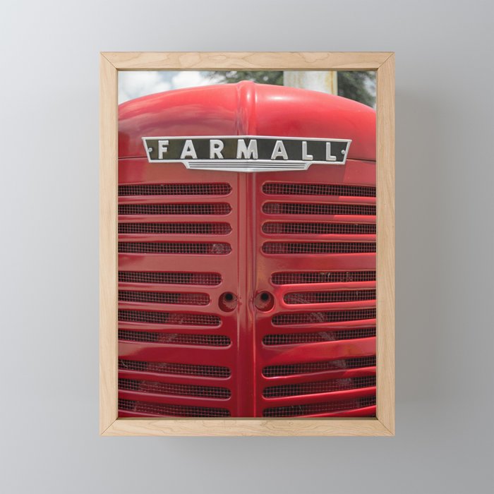 Vintage Farmall M Grill Antique Red Tractor Framed Mini Art Print