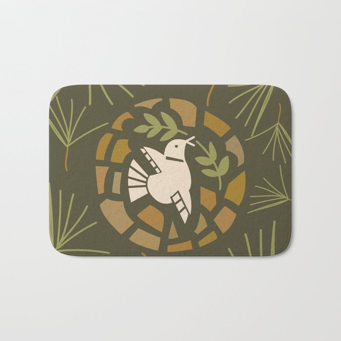 Green Pine Forest Peace Dove Bath Mat