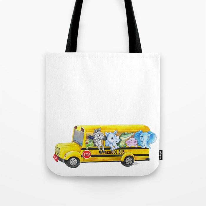 Animal Schoolbus Tote Bag By Arteli