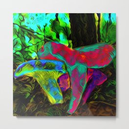 Northwoods Shrooms 343 Metal Print | Greenyellow, Photo, Art, Neon, Purple, Hdr, Color, Forest, Curated, Green 