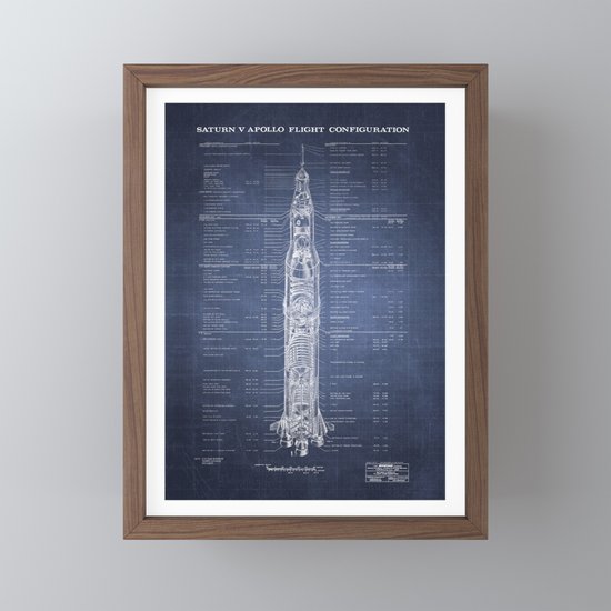 Apollo 11 Saturn V Blueprint in High Resolution (dark blue ...