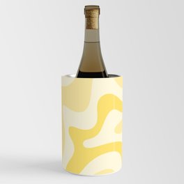 Retro Liquid Swirl Abstract Square in Soft Pale Pastel Yellow Wine Chiller