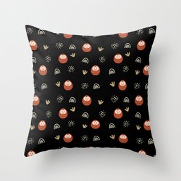 Traditional Doll  black Throw Pillow