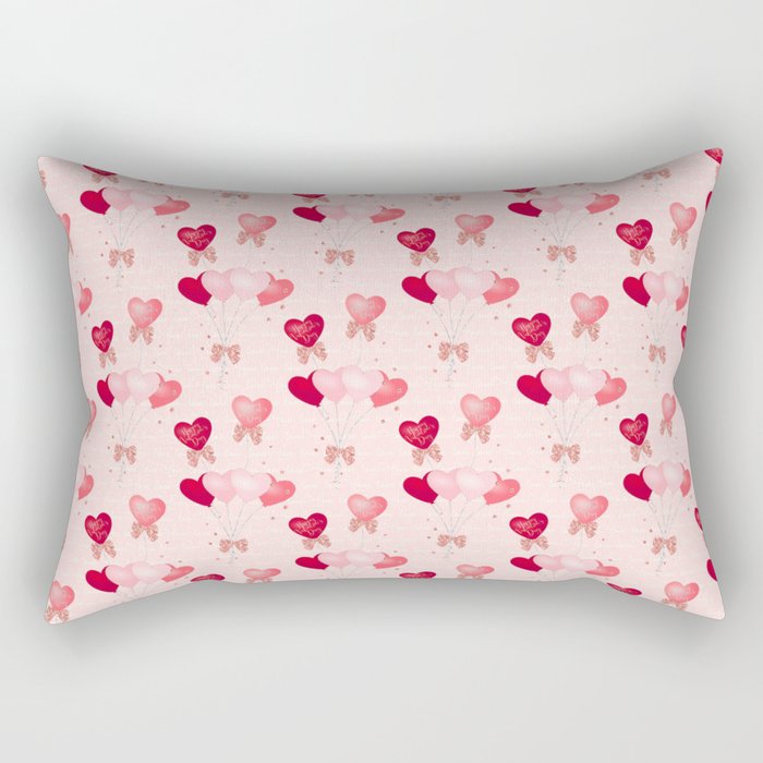Valentine's Day Heart Balloons Pattern Rectangular Pillow