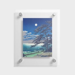 Light-blue Sunrise Spring Moon at Ninomiya Beach by Hasui Kawase portrait painting art print Floating Acrylic Print