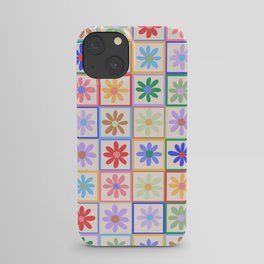 Cute Checkered Flowers in Beige  iPhone Case