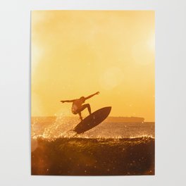 Sunset Surfing Poster