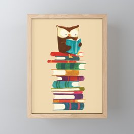 Owl Reading Rainbow Framed Mini Art Print