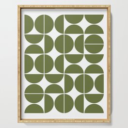 Mid Century Modern Geometric 04 Olive Green Serving Tray