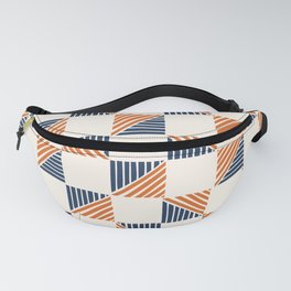 Abstract Shape Pattern 7 in Navy Blue Orange Fanny Pack
