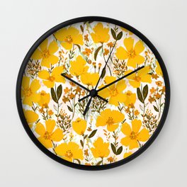 Yellow roaming wildflowers Wall Clock