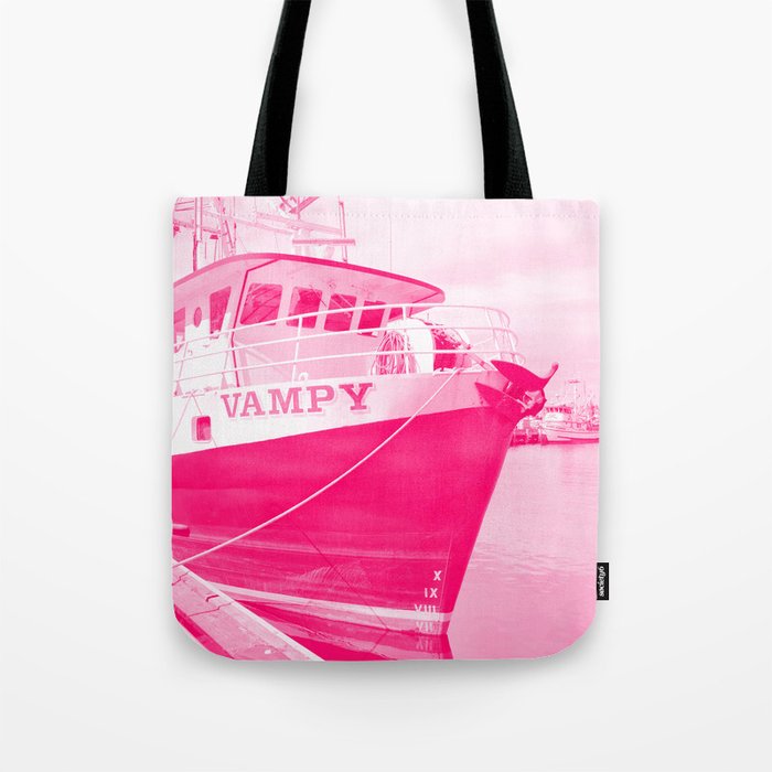 Vampy Commercial Fishing Boat Marina Nautical Northwest Magenta Pink Industrial Landscape Pacific Ocean Tote Bag