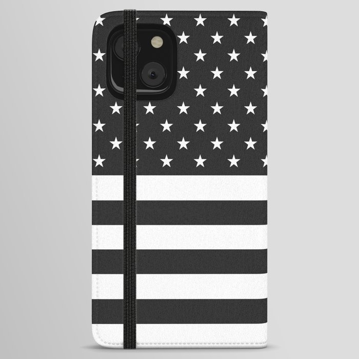 American Flag Stars and Stripes Black White iPhone Wallet Case
