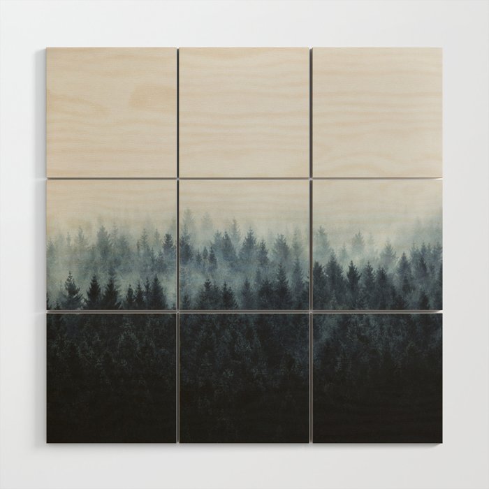 High And Low // Misty Fairytale Wilderness Forest With Cascadia Trees Covered In Magic Fog Series Wood Wall Art