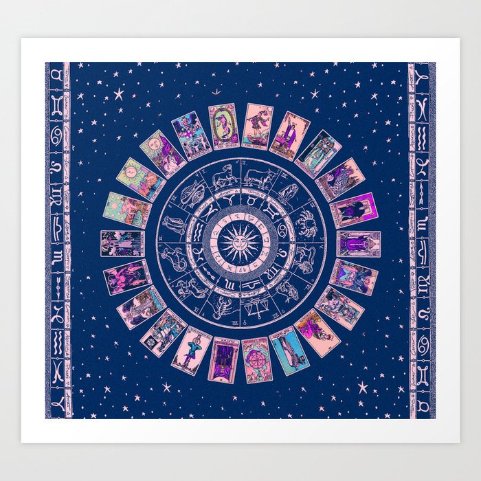 Major Arcana & Wheel of the Zodiac | Pastel Goth Art Print