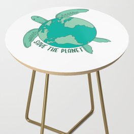 Turtle With Earth Environmental save the planet Side Table