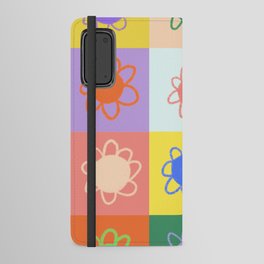 Floral checkerboard pattern Android Wallet Case