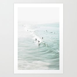 Surfer Waves Coastal Ocean Art Print