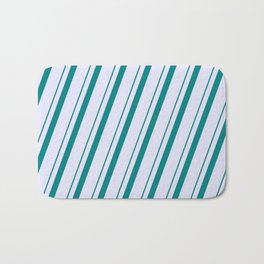 [ Thumbnail: Teal & Lavender Colored Lines/Stripes Pattern Bath Mat ]