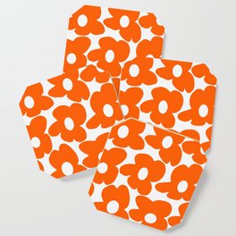 Orange Retro Flowers White Background #decor #society6 #buyart Coaster