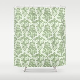 Strawberry Chandelier Pattern 553 Sage Green Shower Curtain