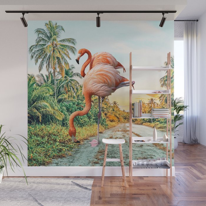 Flamingo Vacay #photography #surrealism Wall Mural
