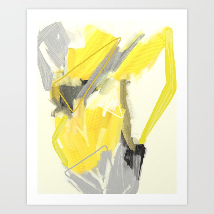 Abstract Yellow Painting Minimalist Art Print Home Decor Art