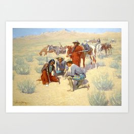 Western Art “A Map in the Sand” by Frederic Remington Art Print